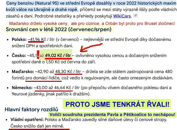 ceny benzinu 2022