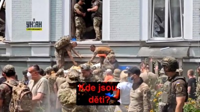 VIDEO: Masakr ukrajinské dětské nemocnice po náletu Ruska. Ale! Kde jsou ty děti?