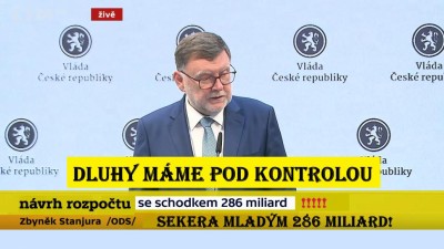 Stanjurův vtip století pro mladou generaci: jsme skvělí, rozpočet na příští rok se schodkem 286 miliard