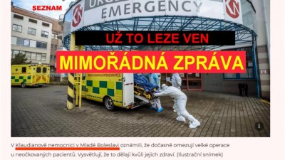 Naočkovaní lékaři a sestry jsou hrozbou pro pacienty, přiznala boleslavská nemocnice jako první a částečně zavírá!